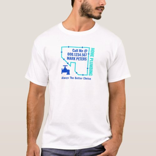 Blue Home Water Piping Frame Plumber T_Shirt