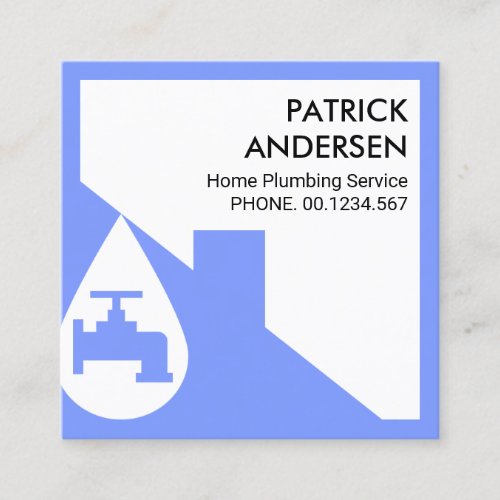 Blue Home Waterdrop Building Frame Square Business Card