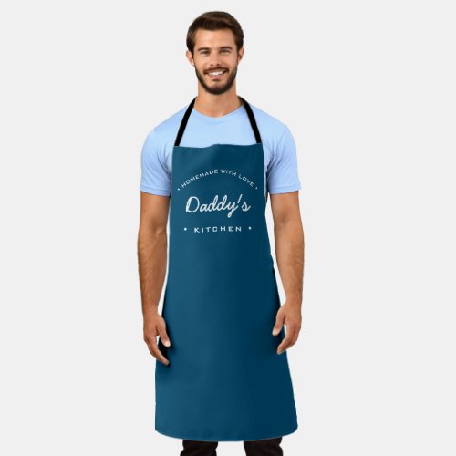 Blue Homemade with Love Daddys Kitchen Apron