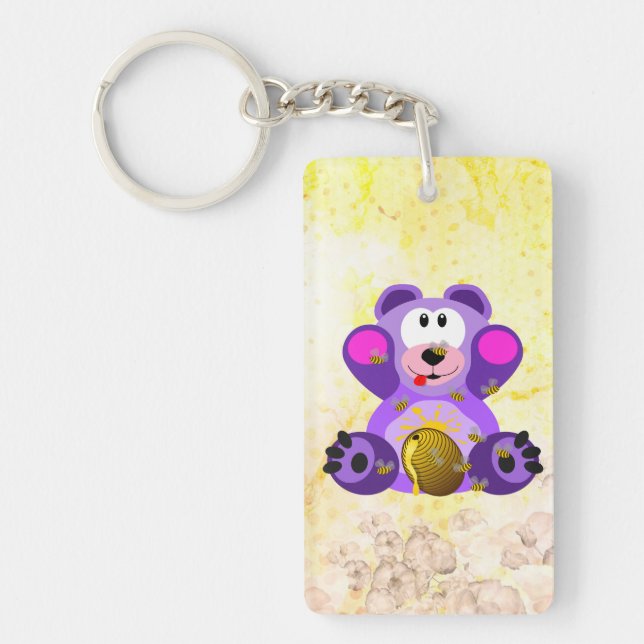 Blue honey bear keychain (Front)