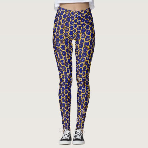 Blue Honeycomb Leggings