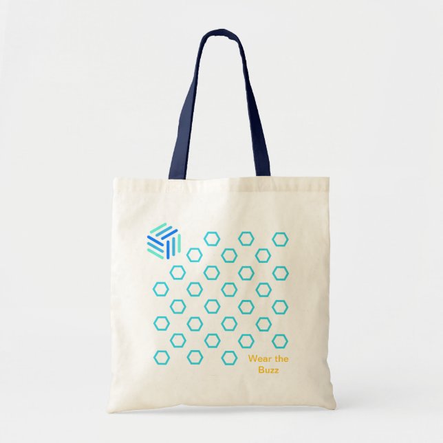 Blue Honeycomb Tote Bag | Eco-Friendly Bee Design (Front)
