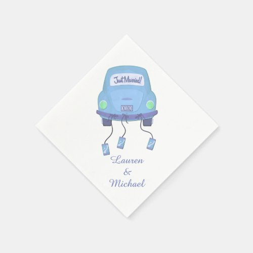 Blue Honeymoon Car Wedding Napkins