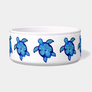 Blue Honu Turtle and Hibiscus Bowl
