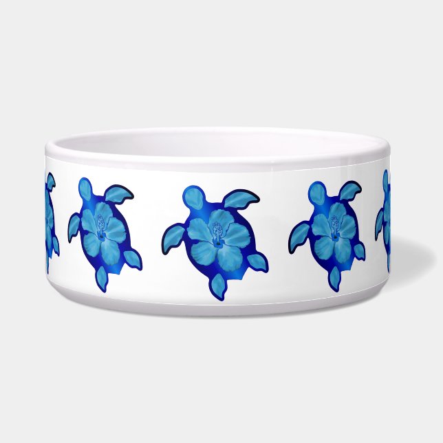 Blue Honu Turtle and Hibiscus Bowl (Front)