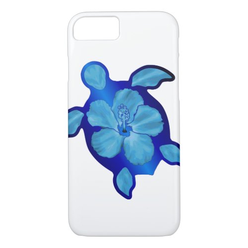 Blue Honu Turtle and Hibiscus iPhone 87 Case