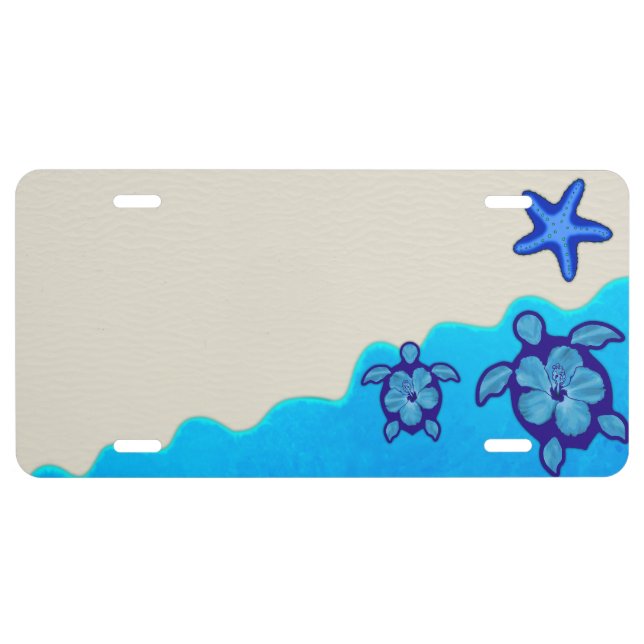 Blue Honu Turtles License Plate (Front)