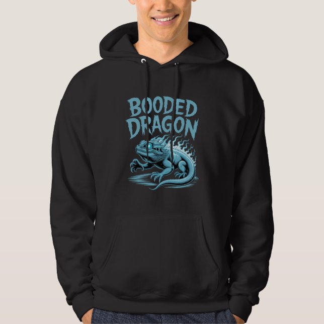 Blue Hooded Dragon Flames Hoodie (Front)