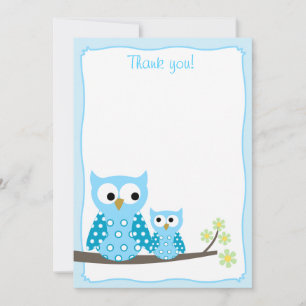 Blue Hoot Owl Flat Thank You notes