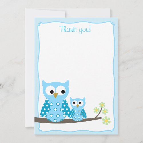 Blue Hoot Owl Flat Thank You notes