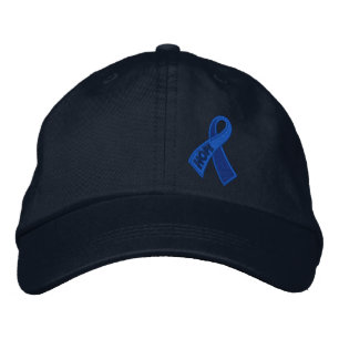 Blue Hope Cancer Ribbon Awareness Embroidered Baseball Hat