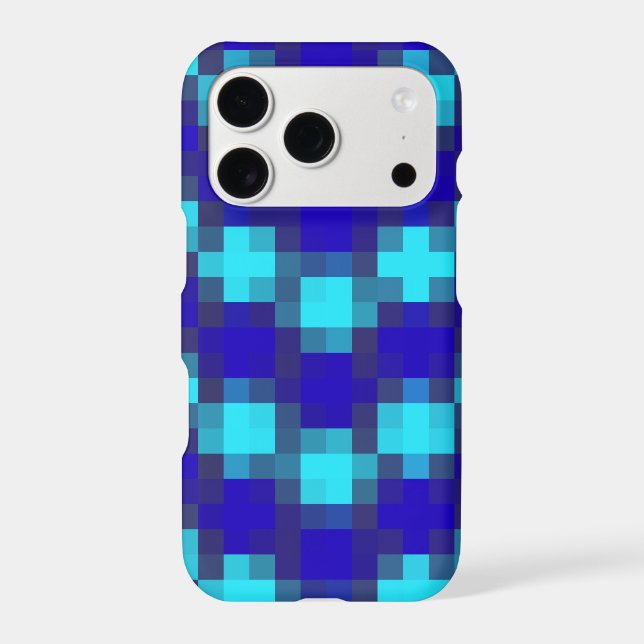 Blue Horizon: Checkered Pattern In Four Blues, Iphone Case (Back)