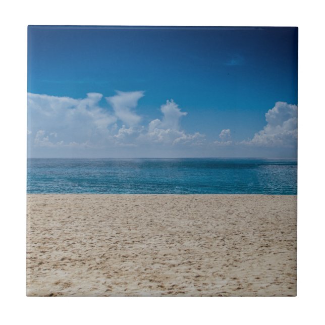 Blue Horizon Sandy Seashore Ceramic Tile (Front)