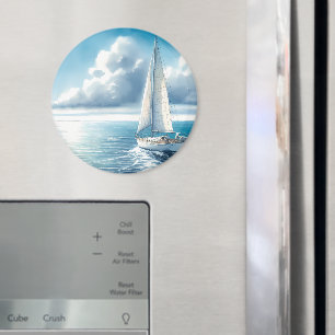 Blue Horizon Solitary Sailboat Magnet