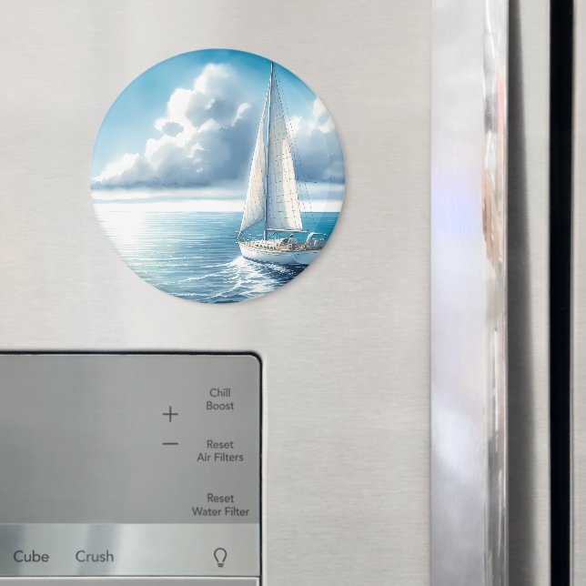 Blue Horizon Solitary Sailboat Magnet (In Situ (Fridge))