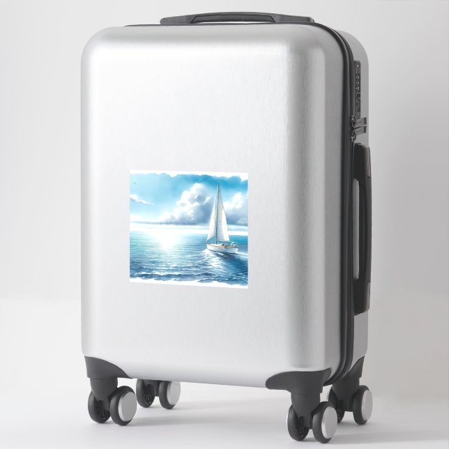 Blue Horizon Solitary Sailboat Sticker (Suitcase)