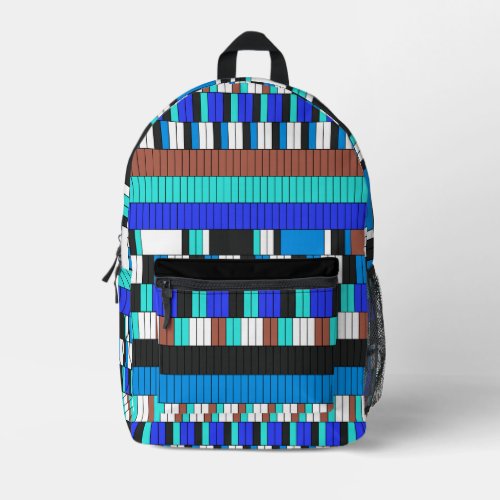 Blue Horizontal Pattern Printed Backpack