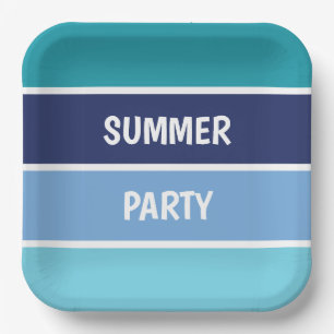 Blue Horizontal Striped Paper Plates