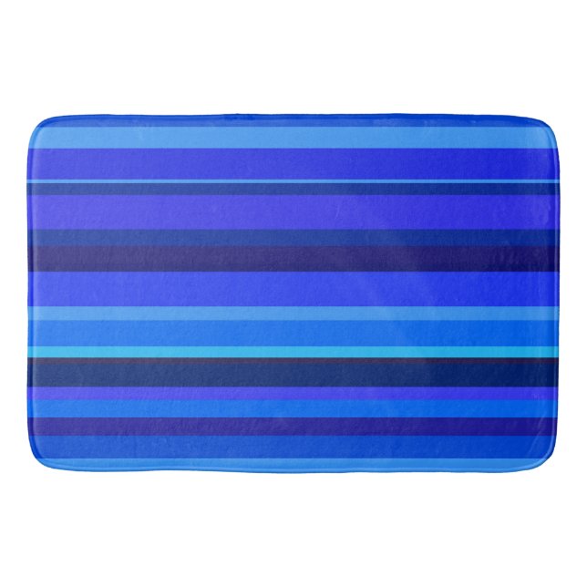 Blue horizontal stripes bathroom mat (Front)