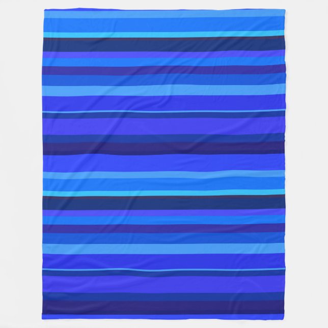 Blue horizontal stripes fleece blanket (Front)