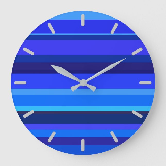 Blue horizontal stripes large clock (Front)