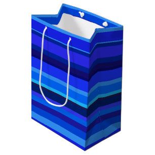 Blue horizontal stripes medium gift bag