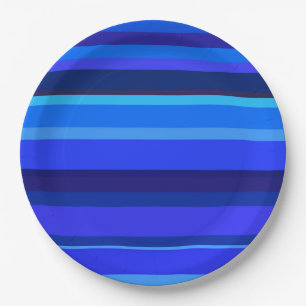 Blue horizontal stripes paper plates