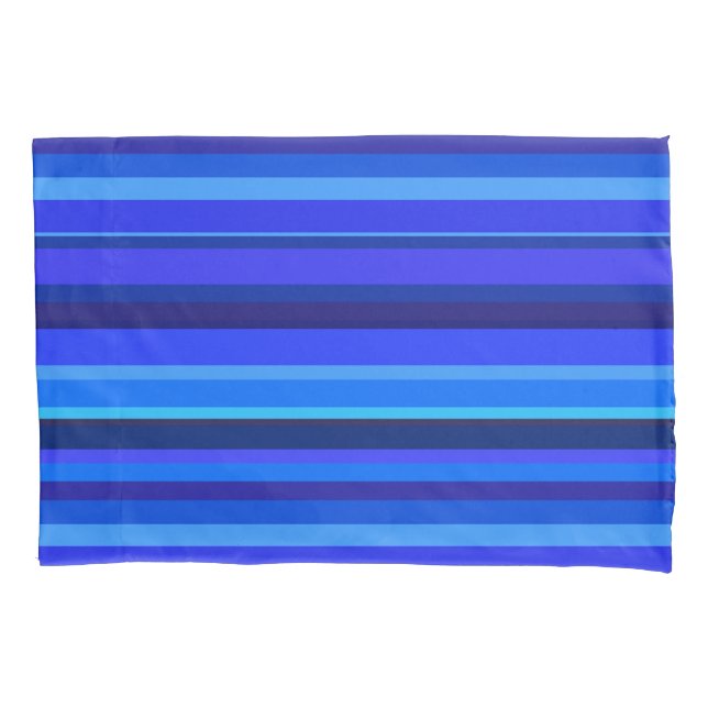 Blue horizontal stripes pillow case (Front)