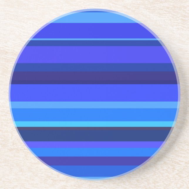 Blue horizontal stripes sandstone coaster (Front)
