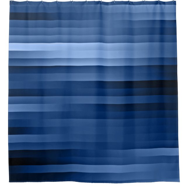 Blue Horizontal Stripes Shower Curtain (Front)