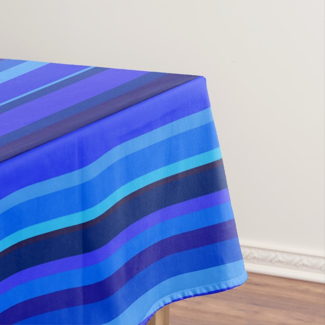 Blue horizontal stripes tablecloth (In Situ)