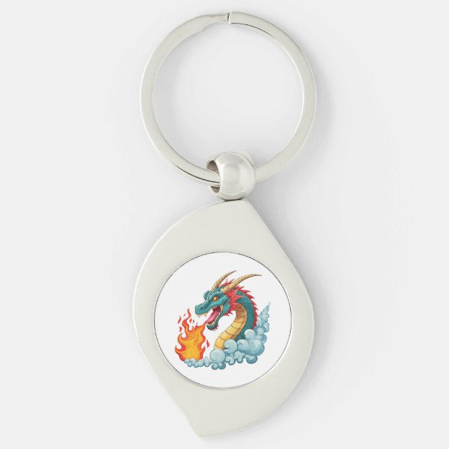 Blue horned dragon keychain (Front)