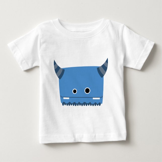 Blue Horned Monster Baby T-Shirt (Front)
