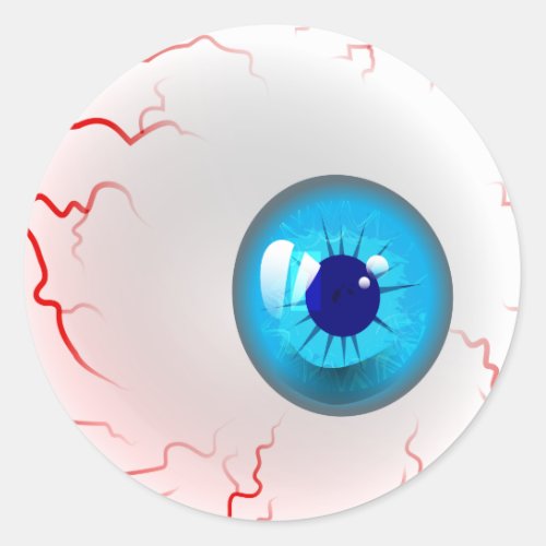 Blue Horror Eyeball Classic Round Sticker