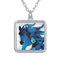 Blue Horse and a Girl Necklace