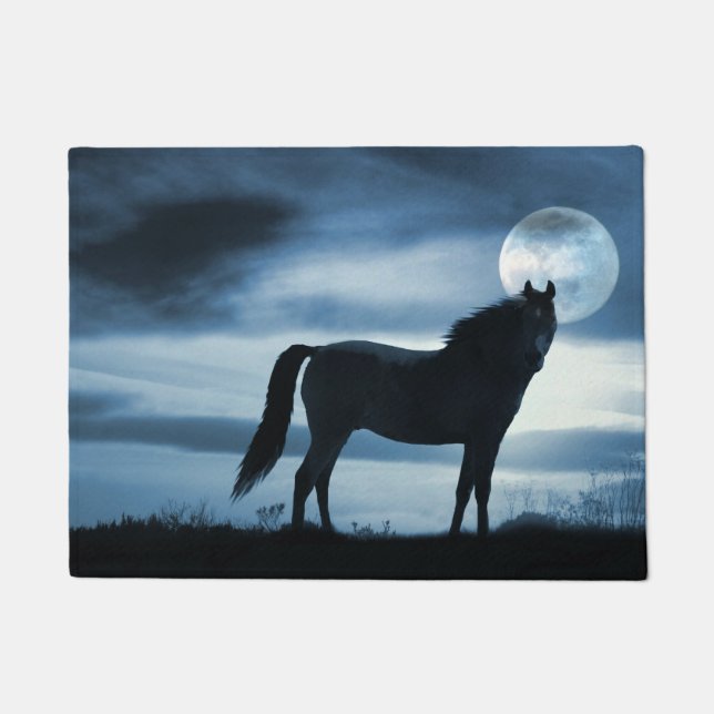 Blue Horse and Moon Doormat (Front)