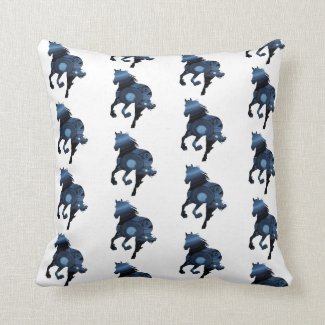 Blue  Horse Art  Throw Cushion