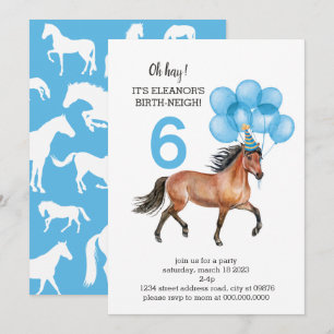 Blue Horse Birthday //Oh Hay It's Your Birth-neigh Invitation