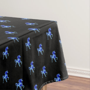 Blue Horse Black Tablecloth - Choose Color