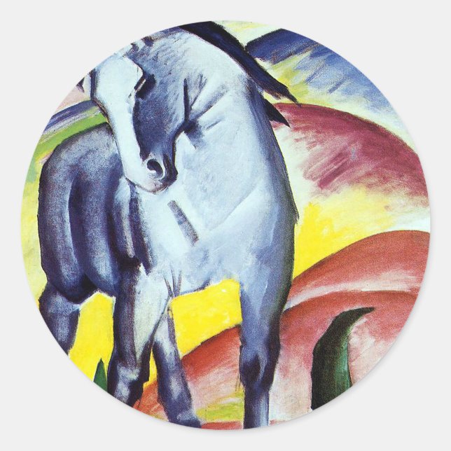 Blue horse by Franz Marc Classic Round Sticker (Front)