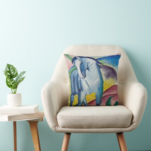 Blue Horse by Franz Marc Vintage Fine Art Throw Pillow