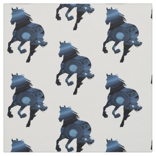 Blue Horse Custom Cotton Twill 58 width Fabric
