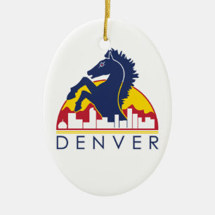 Blue Horse Denver Ceramic Ornament