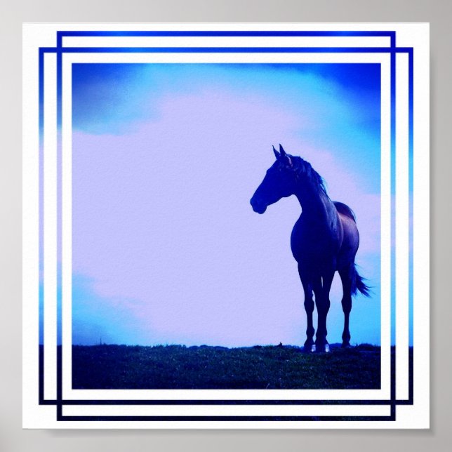 Blue Horse Design Poster Print (Front)