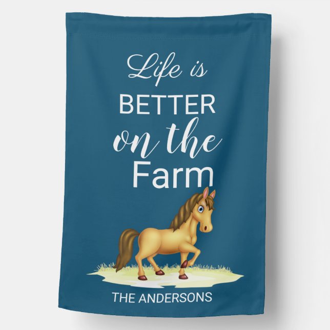 Blue Horse Farm Personalized  House Flag (Front)