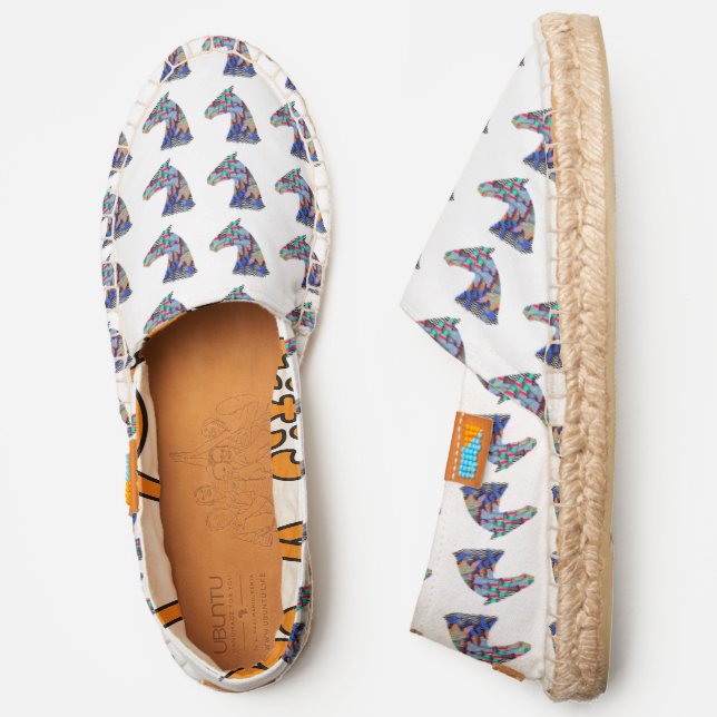 Blue Horse Head Canvas Slip On Shoes (Side)
