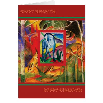 Blue Horse I &amp; Deer in the Forest (Franz Marc) Card