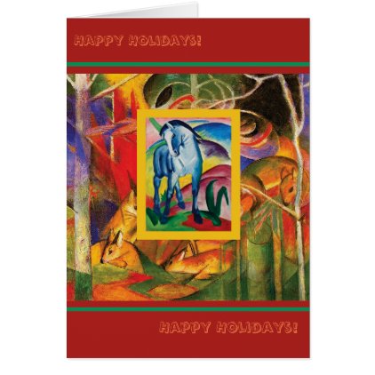Blue Horse I &amp; Deer in the Forest (Franz Marc) Card