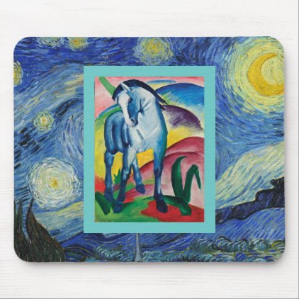 Blue Horse in the Starry Night Mouse Pad