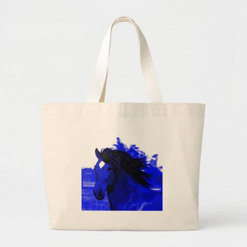 Blue Horse Large Tote Bag